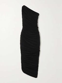 Diana one-shoulder ruched stretch-jersey gown