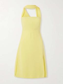 Scarf-effect cutout chiffon-trimmed silk-cady mini dress