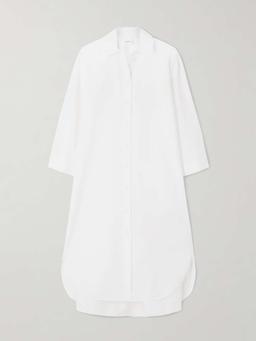 Sella cotton-blend poplin midi shirt dress
