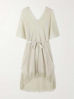 Donnola metallic open-knit kaftan
