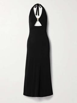 Ghiotto embellished cutout stretch-jersey halterneck maxi dress