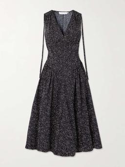 Clayton pleated printed cotton-poplin midi dress