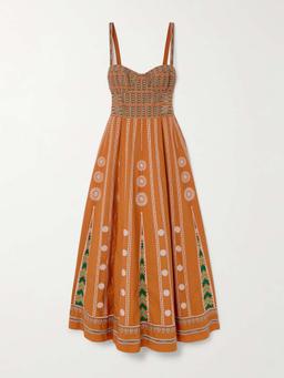 Elida embroidered silk midi dress