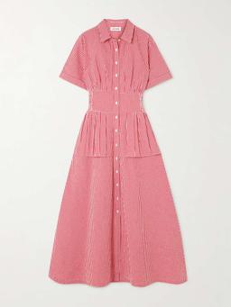 Boogie Woogie Bugle Boy gingham cotton-seersucker maxi shirt dress