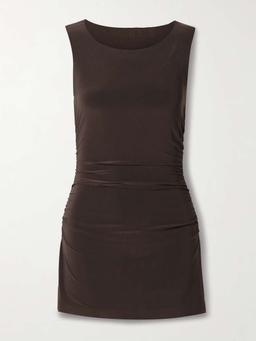 Pickleball ruched stretch-jersey mini dress