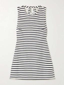 Julia open-back striped linen mini dress