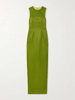 Amadine embellished recycled-satin gown