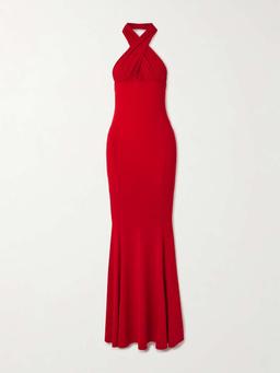 Cutout jersey halterneck gown