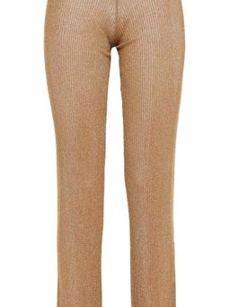 Metallic ribbed-knit flared pants