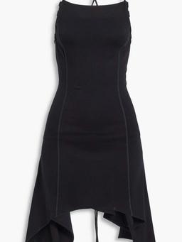 Asymmetric open-back lace-up jersey mini dress