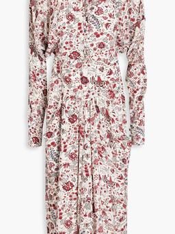 Kelky gathered floral-print silk crepe de chine dress