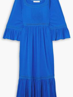 Crocheted lace-trimmed cotton-jersey maxi dress