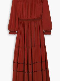 Embroidered georgette maxi dress