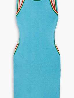 Open-back striped wool mini dress