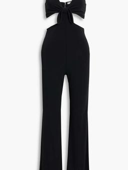 Havana bow-embellished cutout cady jumpsuit