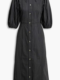 Pinstriped twill midi dress