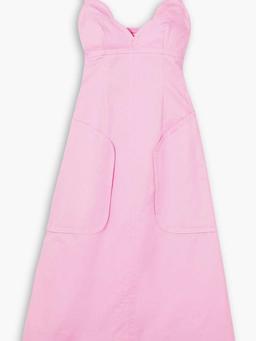 Scalloped cotton and linen-blend midi dress