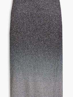 Dégradé metallic ribbed-knit midi skirt