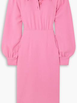 Button-embellished wool-crepe midi dress