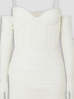 Paige cold-shoulder ruched stretch-jersey mini dress