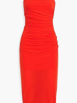 Ruched stretch-jersey midi dress