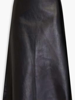 Leather midi skirt