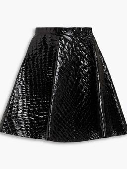 Faux croc-effect leather mini skirt