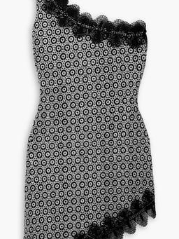 Alma one-shoulder guipure lace-trimmed embroidered stretch-jersey mini dress
