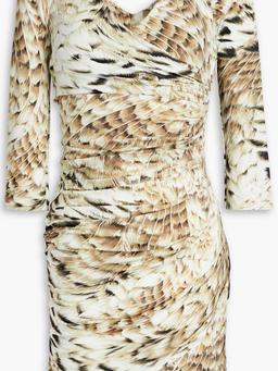 Ruched printed stretch-jersey mini dress