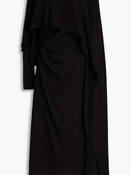 Cape-effect draped stretch-cady midi dress