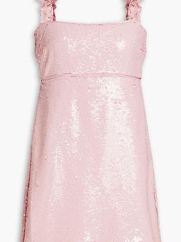 Ruffle-trimmed sequined georgette mini dress