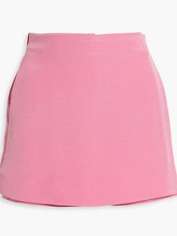 Skirt-effect wool-blend crepe shorts