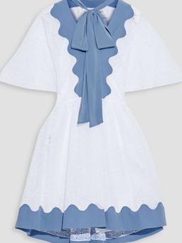 Pussy-bow broderie anglaise cotton mini dress