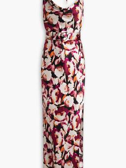 Lucinda draped floral-print silk-satin halterneck maxi dress
