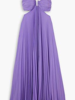 Moira cutout plissé duchesse-satin maxi dress