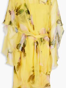 Floral-print silk-voile mini dress