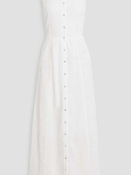Broderie anglaise-paneled linen maxi dress
