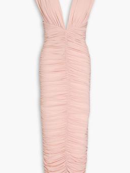 Ruched stretch-jesey midi dress