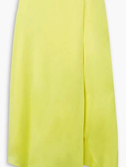 Asymmetric wrap-effect satin midi skirt