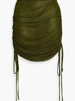 Ruched stretch-tulle mini skirt