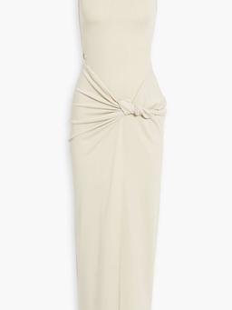Swirl twist-front stretch-jersey halterneck maxi dress