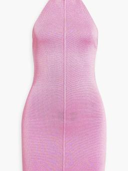 Butterfly stretch-knit halterneck mini dress