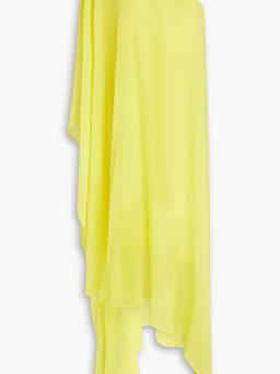 One-shoulder asymmetric draped georgette midi dress