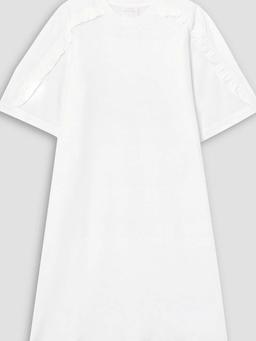 Poplin-paneled ruffled cotton-jersey mini dress