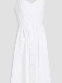 Gathered cotton-blend poplin dress