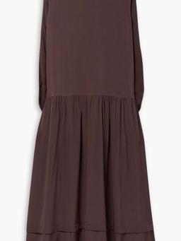 Cape-effect silk midi dress