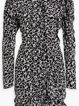 Selwyn ruched printed crepe mini dress