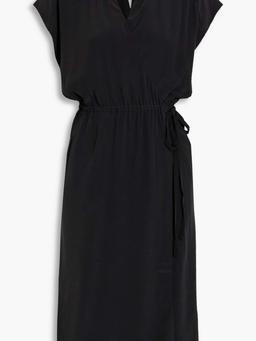 Karina washed-silk midi wrap dress