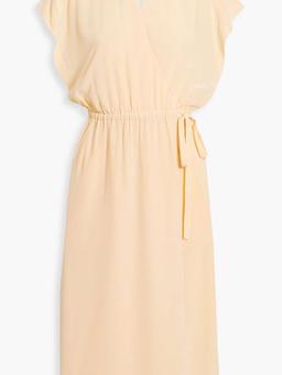 Karina cutout washed-silk midi wrap dress