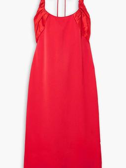 Flash crepe and ruched silk-satin halterneck midi dress